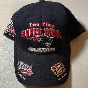 Reebok New England Patriots Two Time Super Bowl Champions Hat 2001-2003 NWT Navy